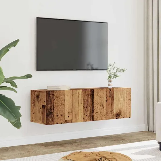 vidaXL Væghængt TV-bord 80x30x30 cm gammelt træ-look (2 stk)