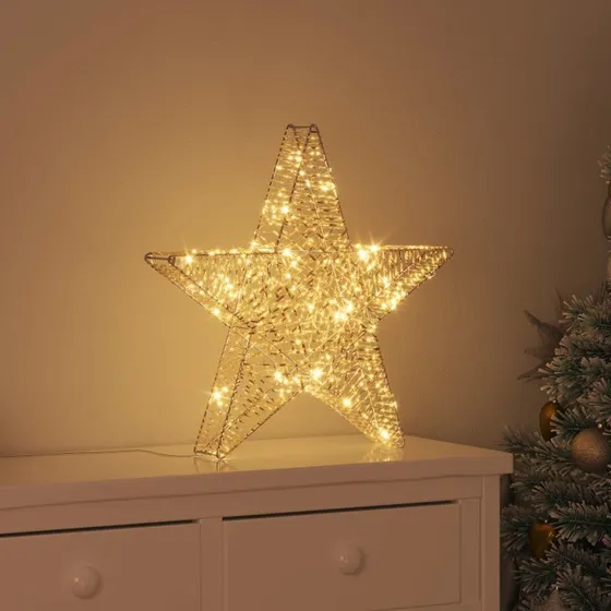 vidaXL 3D Stjerne med 50 LED'er, Varm Hvid, 55 x 52,5 x 9 cm