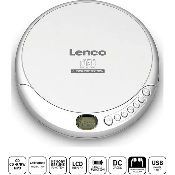 Lenco CD-201SI Bærbar CD-afspiller Sølv
