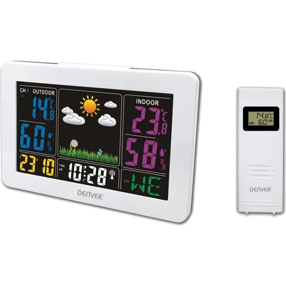 Denver WS-540 White - Farvet vejrstation med radiostyret ur