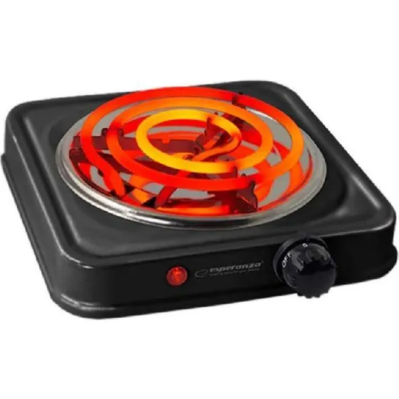Esperanza Elektrisk Kogeplade 1000 W, Sort, 15,5 cm
