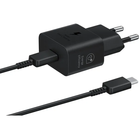 Samsung 25W GaN USB-C oplader med kabel, sort