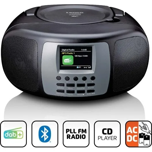 Lenco SCD-860BK Bærbar DAB+/FM-radio med Bluetooth og CD-afspiller, Sort