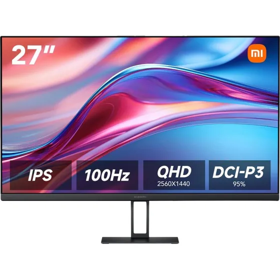 Xiaomi A27Qi 27" 2K QHD IPS Monitor, 100Hz, 6ms, Sort