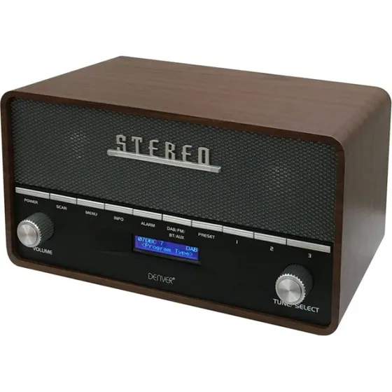 Denver DAB-36 DAB+ & FM-radio i sort træ med Bluetooth