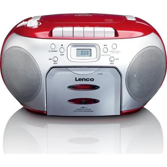 Lenco SCD-420RD Rød Bærbar FM-radio CD-kassetteafspiller
