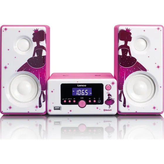 Lenco MC-020PRINCESS Mikroindstillet Vækkeur Bluetooth FM-radio USB