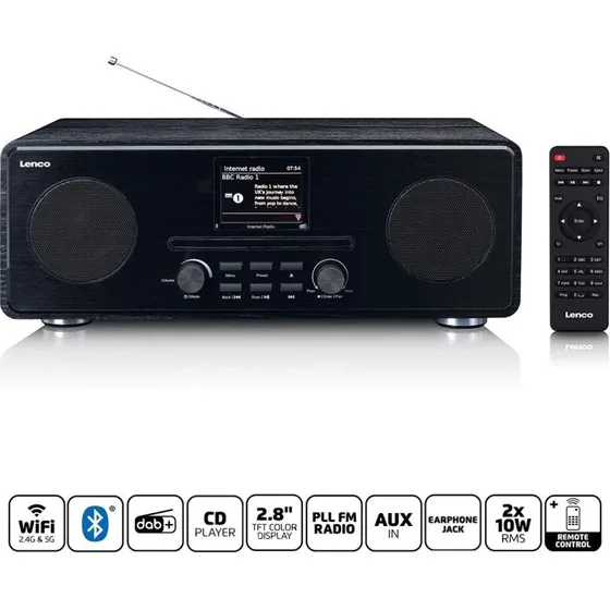 Lenco DIR-260 Internetradio med DAB+/FM, CD-afspiller og Bluetooth® Sort