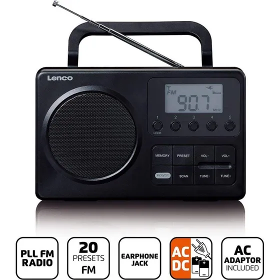 Lenco MPR-035BK Kompakt bærbar FM-radio Sort