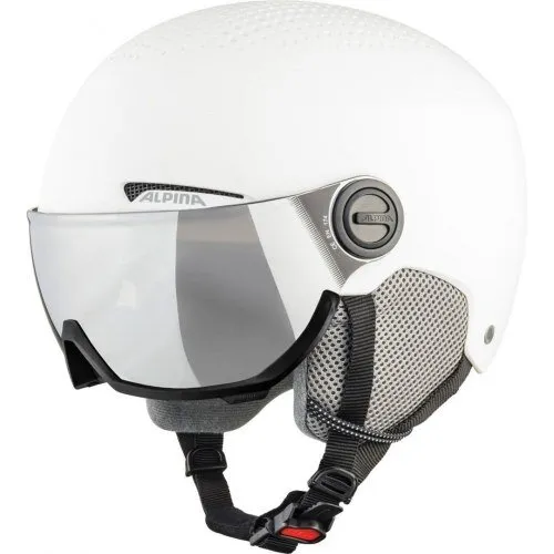 ALPINA Arber Visor Q-Lite skihjelm med visir, hvid mat (54–58 cm)