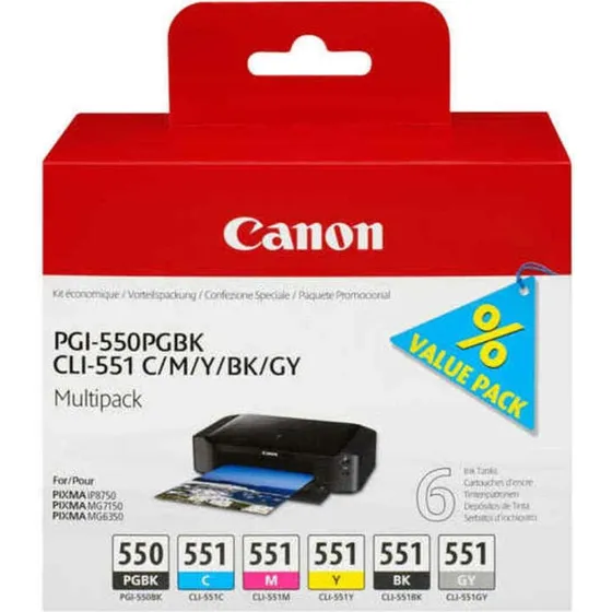 Canon PGI-550/CLI-551 Multipack 6496B005 (grå, sort, gul, cyan, magenta)