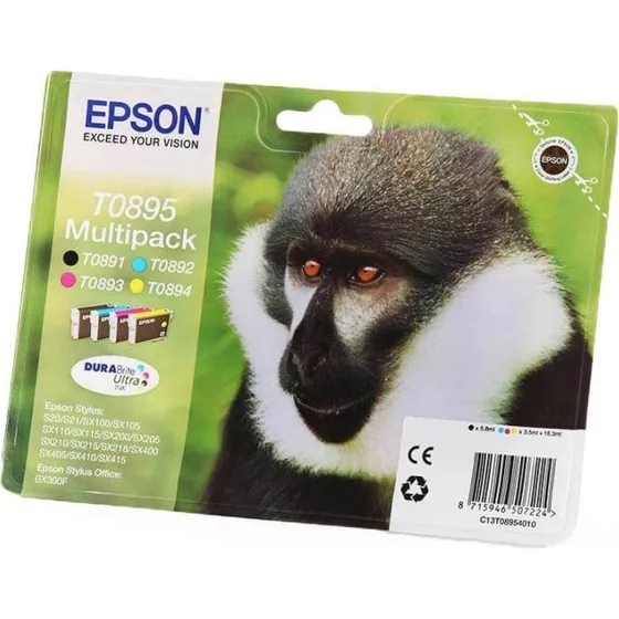Epson T0895 Multipak Sort/Cyan/Magenta/Gul (Monkey)