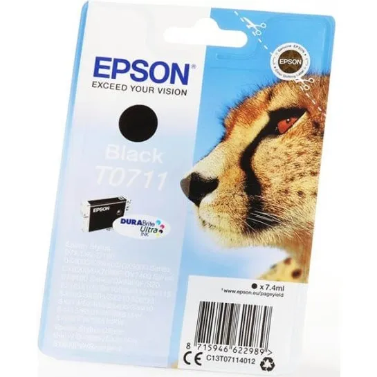 Epson Cheetah T0711 Sort DURABrite Ultra, 7,4 ml