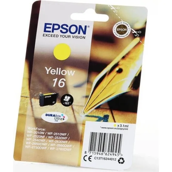 Epson C13T16244012 Gul Blækpatron, 165 Sider