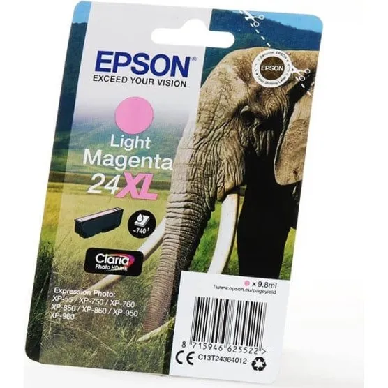 Epson Elephant Light Magenta 24XL Claria Photo HD Ink