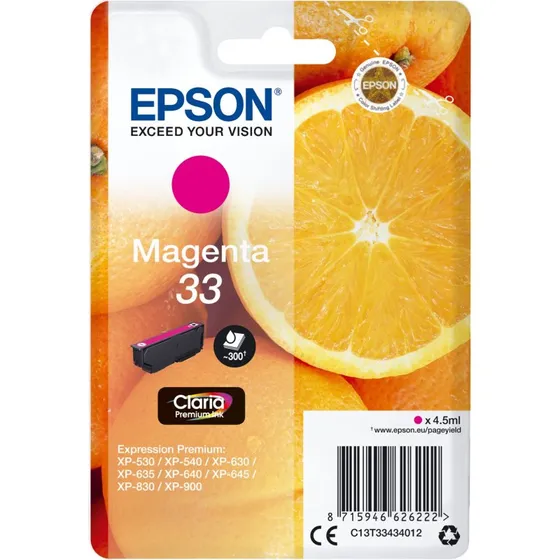 Epson 33 Magenta Blækpatron, 4,5 ml, Original
