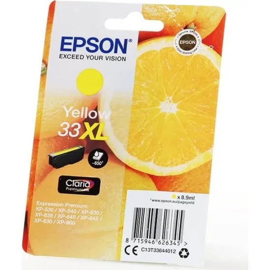 Epson C13T33644012 33XL Gul Blækpatron, 650 Sider