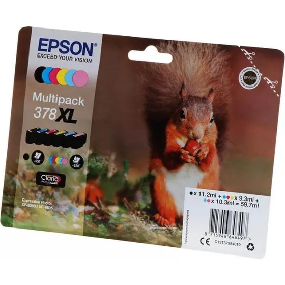 Epson 378XL Multipack 6-farvet Høj Kapacitet Blæk (BK/C/M/Y/LC/LM)