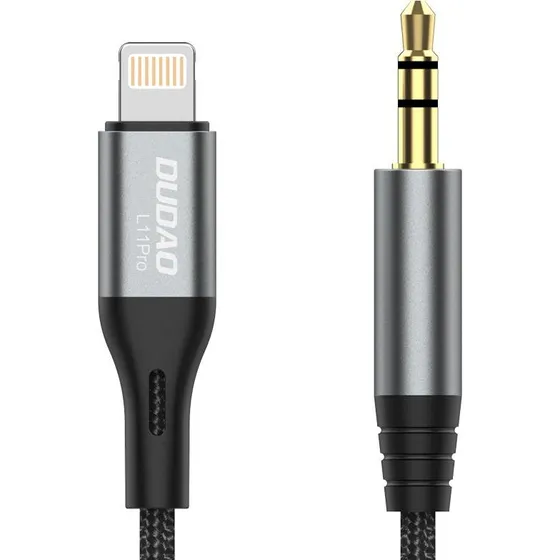 Dudao L11PRO Lydkabel Lightning til 3,5 mm, 1 m, grå