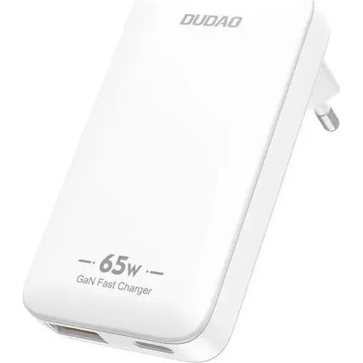 Dudao A65Q 65W GaN USB-C/USB-A Rejseoplader Hvid