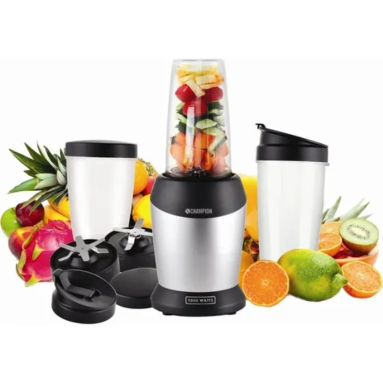 Champion Nutrition Blender 1000W, Sort/Sølv