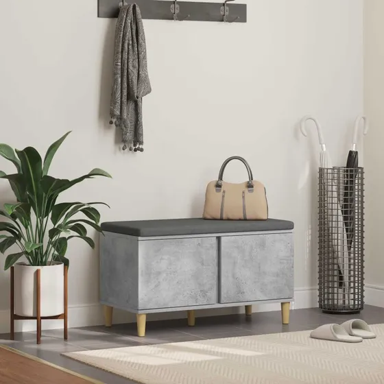 vidaXL Hallbænk med pude, Beton Grå 80x38x46 cm