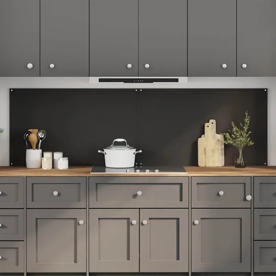 vidaXL Køkkenbacksplash 2 stk, Sort, 100 x 60 cm, hærdet glas