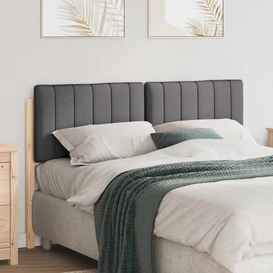 vidaXL Polstret Sengegavl Brun/Mørkegrå 135 cm, Massiv Fyrretræ