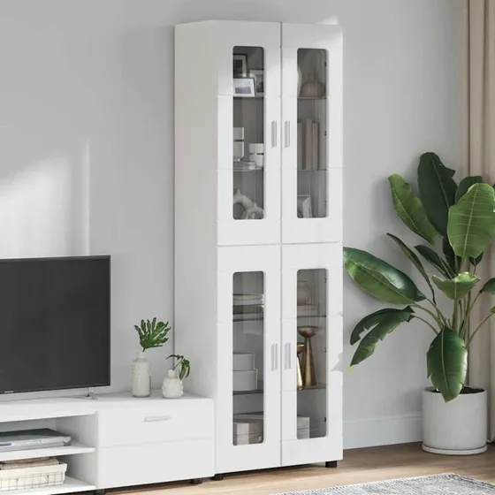 vidaXL FLORIN Hvid Highboard 60 x 35 x 182 cm Konstrueret Træ