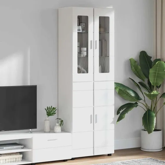 vidaXL FLORIN Hvid Highboard 60 x 35 x 182 cm Konstrueret Træ
