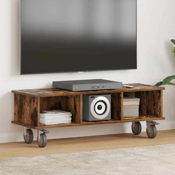 vidaXL TV-bord Røget eg 100 x 35 x 35 cm Konstrueret træ
