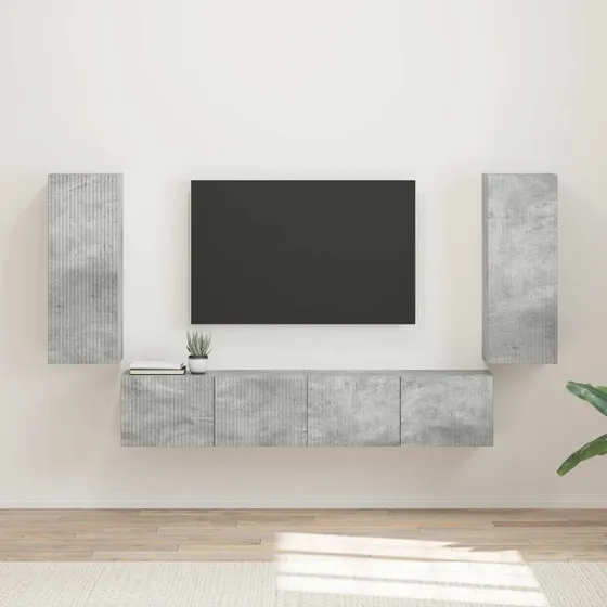 vidaXL Tv vægskab sæt, Beton Grå, 78,5 x 30 x 29,5 cm, konstrueret træ