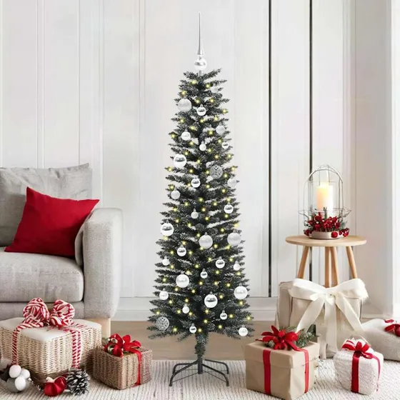 vidaXL Kunstigt juletræ Grøn 150 cm med LED-lys