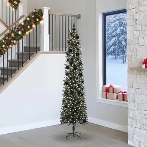 vidaXL Kunstigt juletræ Grøn 240 cm med LED-lys
