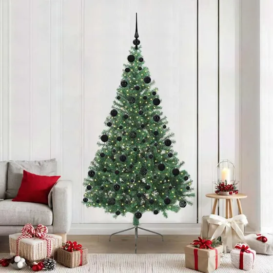 vidaXL Kunstig Forbelyst Juletræ Grøn 210 cm med 300 LED'er PVC
