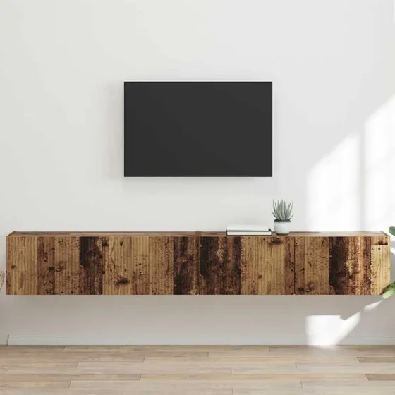 vidaXL TV vægskab 2 stk gammelt træ 98 x 31 x 29,5 cm konstrueret træ