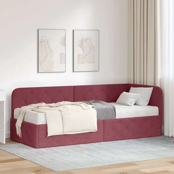 vidaXL Hjørnesengramme Vinrød 80 x 200 cm Stof