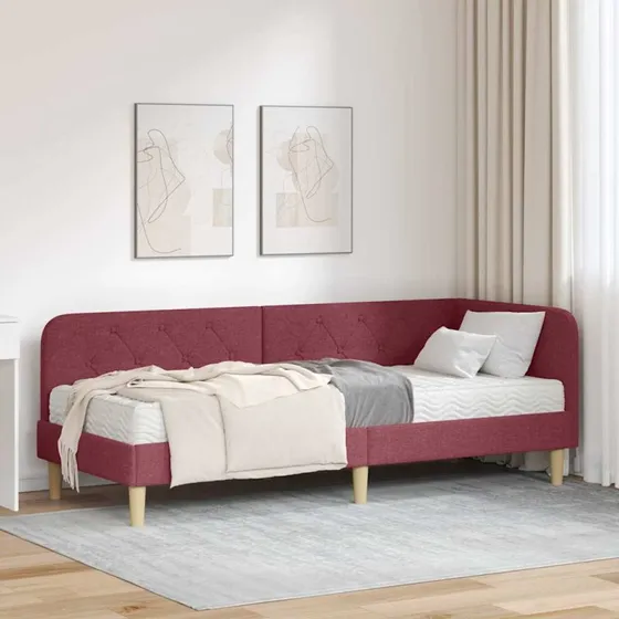vidaXL Hjørnesengramme Vinrød 80 x 200 cm med Madras
