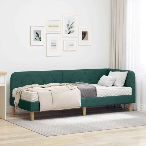 vidaXL Hjørnesengramme Mørkegrøn 80x200 cm med Madras