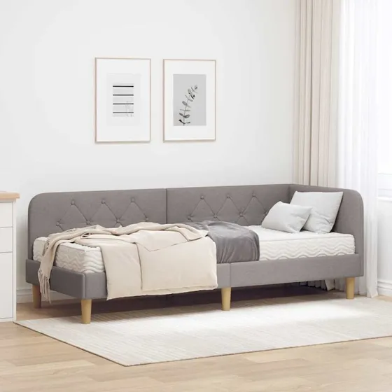 vidaXL Hjørnesengramme Gråbrun 80x200 cm med Madras