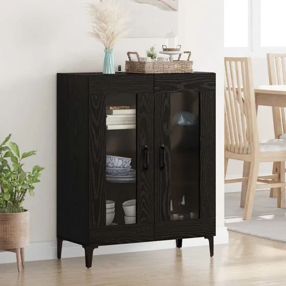 vidaXL Sideboard Sort 69,5 x 34 x 90 cm Ingeniørt Træ og Jern