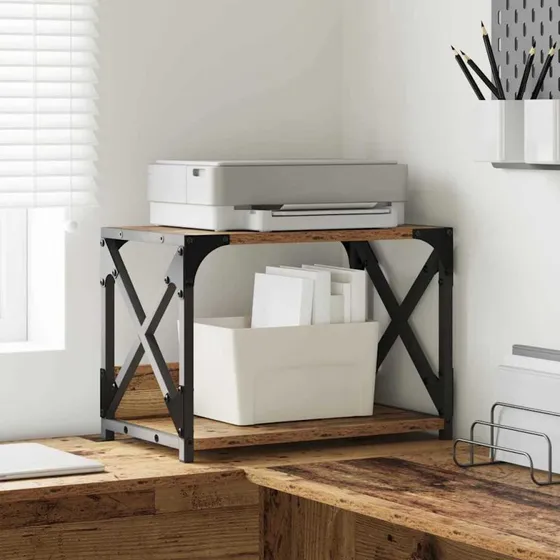 vidaXL Printerstand Gammelt Træ 44 x 26 x 31,5 cm