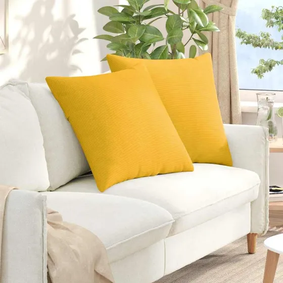 vidaXL Sofapuder 2 stk Lys Gul 80 x 80 cm Velourstof