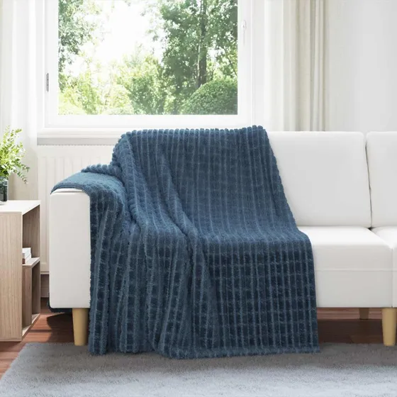 vidaXL Mørkeblå Fleece Kastetæppe 200 x 150 cm