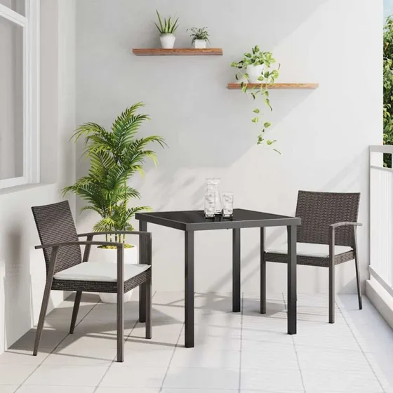 vidaXL Have Spisebordssæt 3 stk Brun og Sort PE Rattan