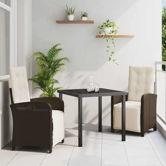 vidaXL Have Spisebordssæt 3 stk Brun polyrattan