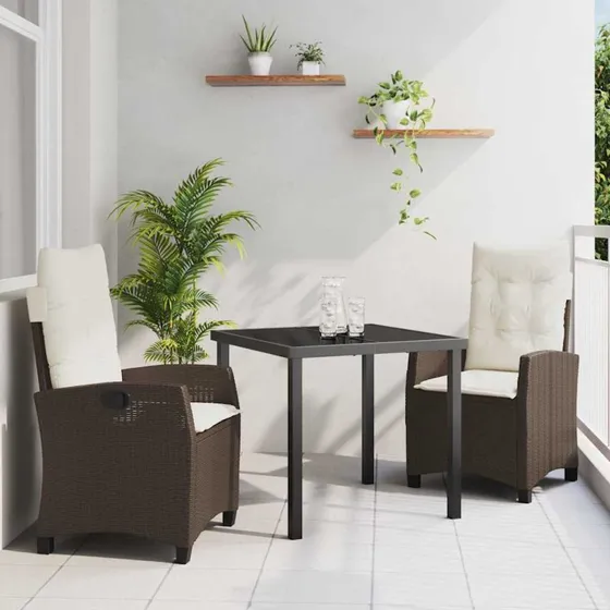 vidaXL Have Spisebordssæt 3 stk Brun polyrattan