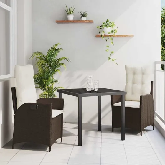 vidaXL Have Spisebordssæt 3 stk Brun polyrattan