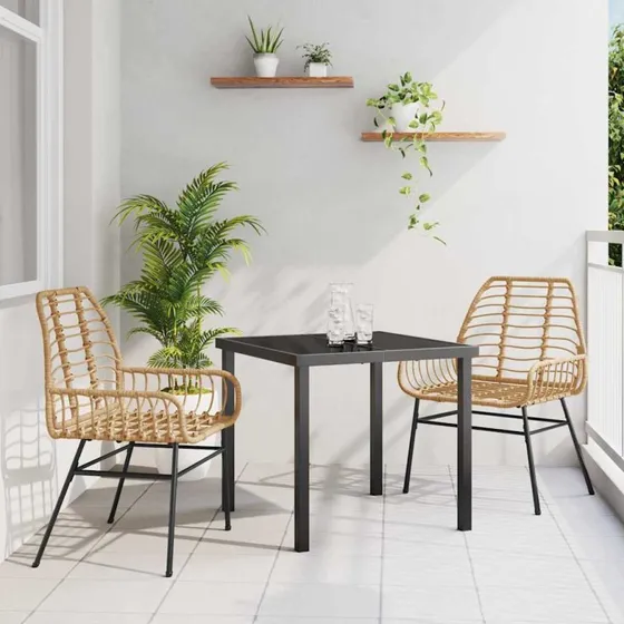 vidaXL Have Spisebordssæt 3 stk Brun polyrattan