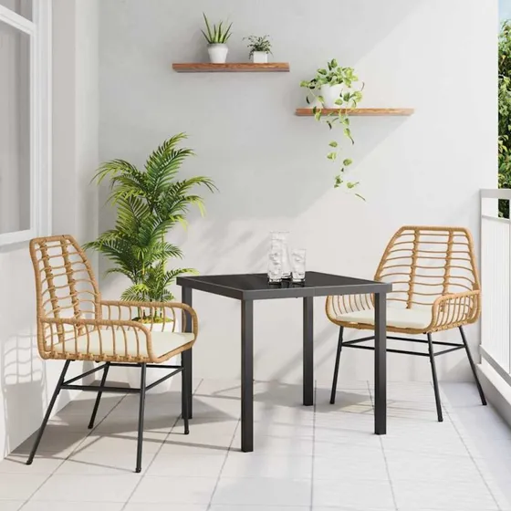 vidaXL Have Spisebordssæt 3 stk Brun polyrattan